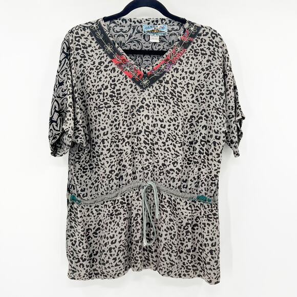 Anthropologie Tops - Anthropologie Women's Multicolor Jacquard Print V Neck Boho Blouse Top Size‎ L